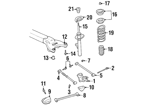 1999 Chrysler LHS Rear Suspension Components, Stabilizer Bar, Trailing Arm Diagram