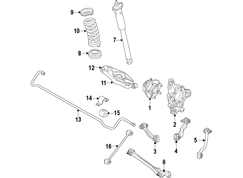 2013 Dodge Challenger Rear Suspension Components, Lower Control Arm, Stabilizer Bar Diagram