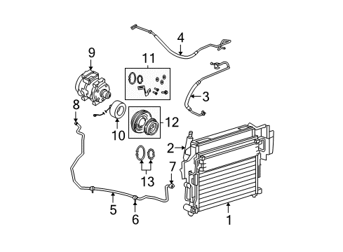 2009 Jeep Grand Cherokee A/C Condenser, Compressor & Lines Diagram