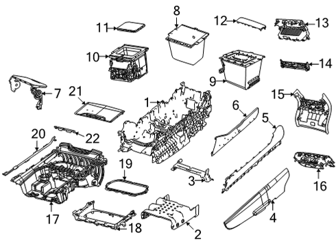 2025 Jeep Wagoneer L Front Console, Rear Console Diagram