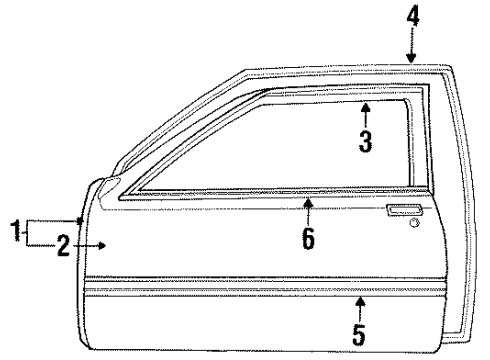 1991 Chrysler LeBaron Door & Components, Exterior Trim Diagram
