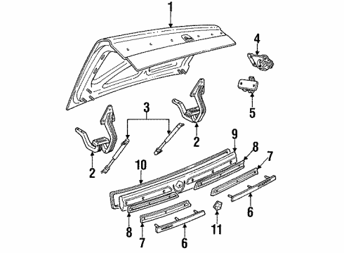 1991 Chrysler TC Maserati Trunk Lid & Components, Exterior Trim Diagram
