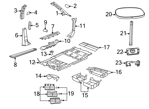 2019 Dodge Grand Caravan Interior Trim - Pillars, Rocker & Floor Diagram