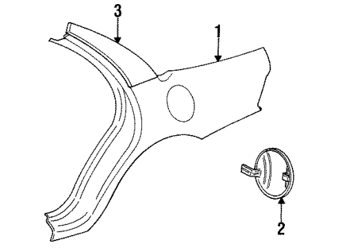 1995 Dodge Intrepid Quarter Panel & Components, Exterior Trim Diagram