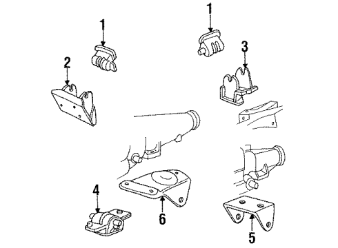 1988 Dodge Dakota Engine & Trans Mounting Diagram 2 - Thumbnail