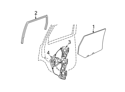 2011 Jeep Grand Cherokee Rear Door - Glass & Hardware Diagram