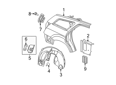 2006 Dodge Magnum Quarter Panel & Components Diagram
