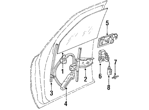 1992 Chrysler Imperial Front Door Glass & Hardware Diagram