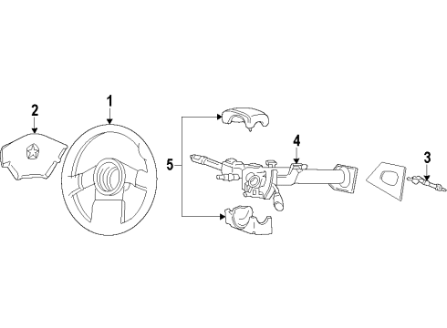 2009 Dodge Durango Steering Column & Wheel, Shroud, Switches & Levers Diagram 1 - Thumbnail