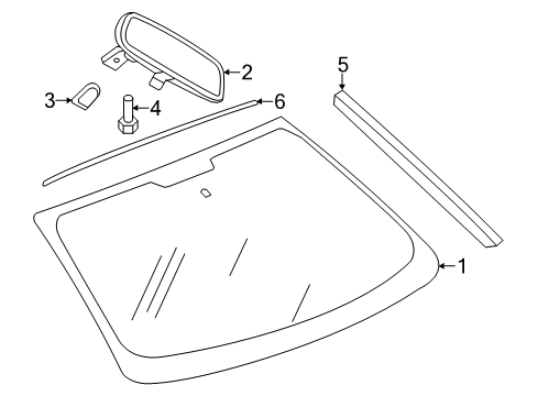 2011 Chrysler 200 Windshield Glass, Reveal Moldings Diagram