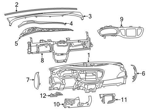 2013 Dodge Dart Instrument Panel Components Diagram