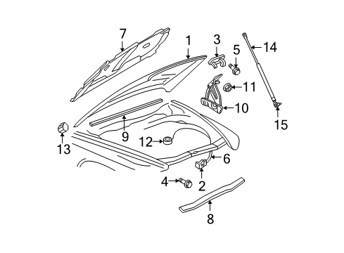 2007 Dodge Dakota Hood & Components Diagram
