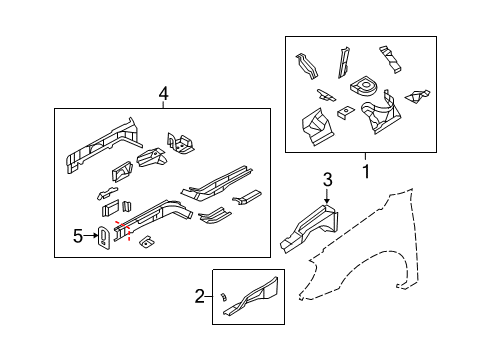 2008 Dodge Avenger Structural Components & Rails Diagram