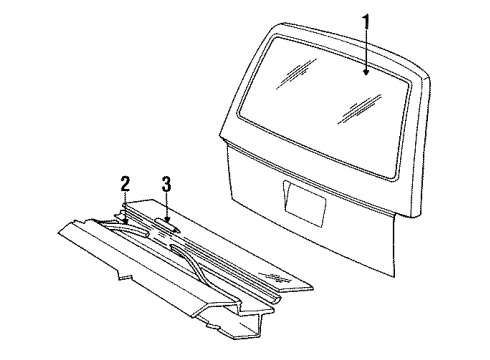 1989 Dodge Caravan Lift Gate & Hardware, Exterior Trim Diagram