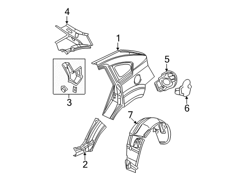 2009 Dodge Caliber Quarter Panel & Components Diagram