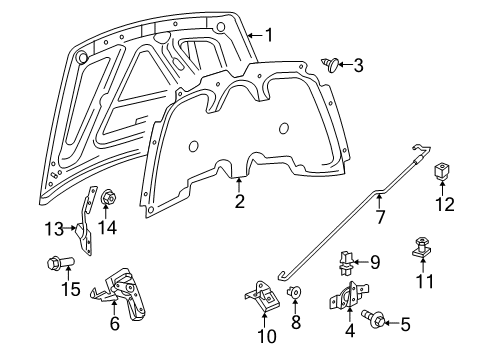 2009 Chrysler Aspen Hood & Components, Body Diagram 1 - Thumbnail