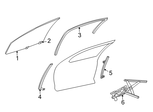 2000 Dodge Intrepid Front Door - Glass & Hardware Diagram