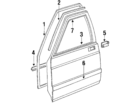 1986 Dodge Daytona Door & Components Diagram