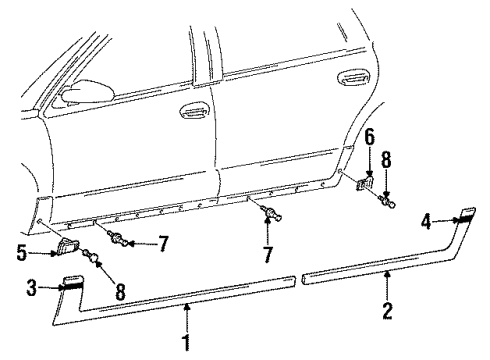 1994 Chrysler New Yorker Exterior Trim - Pillars, Rocker & Floor Diagram