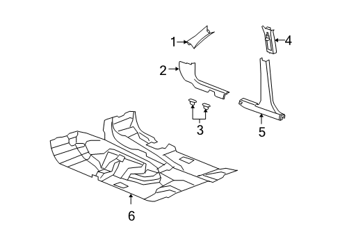 2009 Jeep Liberty Interior Trim - Pillars, Rocker & Floor Diagram
