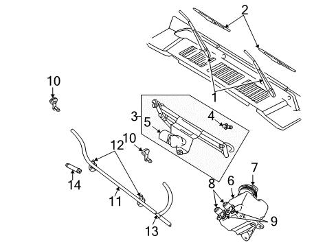 2000 Jeep Wrangler Wiper & Washer Components, Body Diagram 2 - Thumbnail