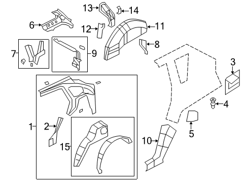 2009 Jeep Compass Inner Structure - Quarter Panel Diagram