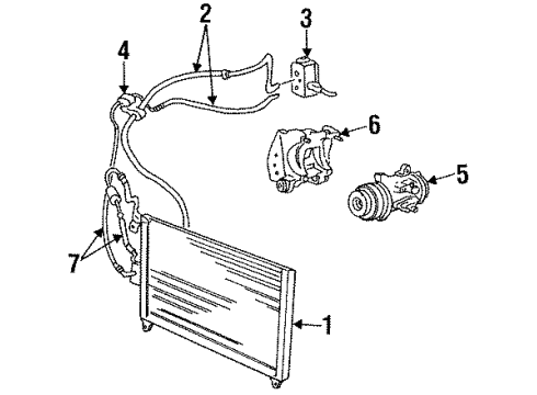 1991 Dodge Spirit A/C Condenser, Compressor & Lines Diagram