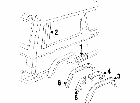 1997 Jeep Cherokee Exterior Trim - Quarter Panel Diagram