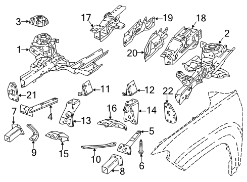 2019 Jeep Compass Structural Components & Rails Diagram