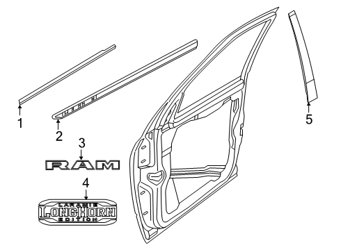 2022 Ram 3500 Exterior Trim - Front Door Diagram