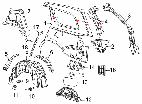 2019 Jeep Grand Cherokee Quarter Panel & Components Diagram