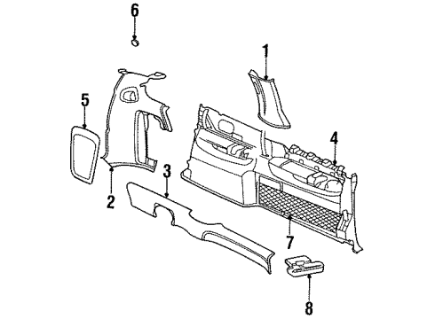 1996 Chrysler Town & Country Interior Trim - Side Panel Diagram 2 - Thumbnail