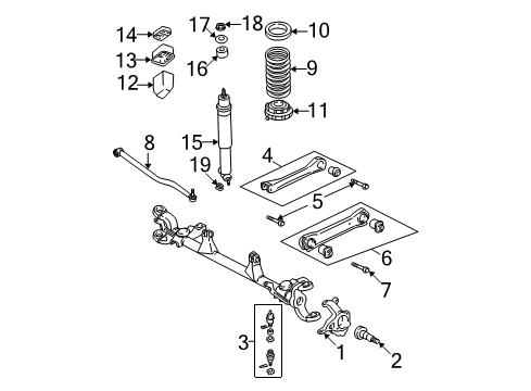 1999 Jeep Grand Cherokee Front Suspension System, Front Axle Diagram 1 - Thumbnail