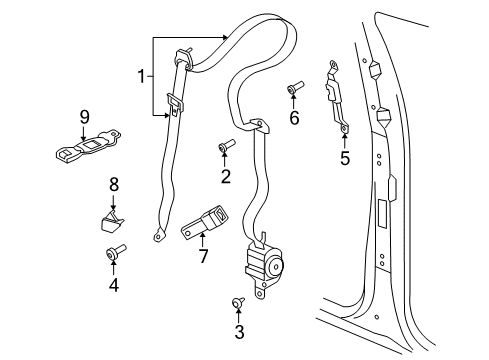 2009 Chrysler Aspen Front Seat Belts Diagram 1 - Thumbnail