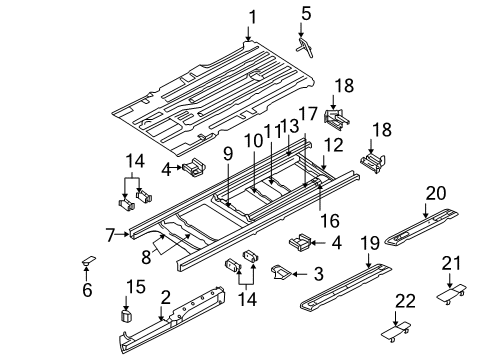 2002 Dodge Grand Caravan Floor & Rails Diagram