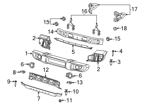 2025 Jeep Wrangler Bumper & Components - Front Diagram 1 - Thumbnail