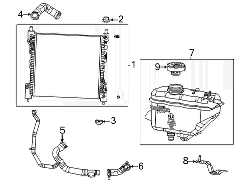 2024 Jeep Grand Cherokee L Radiator & Components Diagram