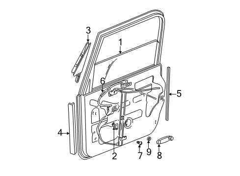 1998 Jeep Wrangler Glass - Door Diagram 1 - Thumbnail