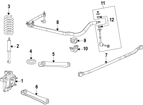 2013 Ram 2500 Front Suspension Components, Lower Control Arm, Upper Control Arm, Stabilizer Bar Diagram