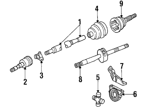 1987 Chrysler LeBaron Drive Axles - Front Diagram