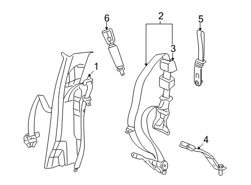 2010 Dodge Ram 2500 Rear Seat Belts Diagram 1 - Thumbnail
