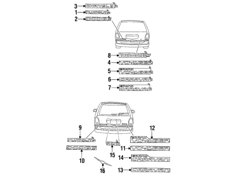 2000 Dodge Grand Caravan Exterior Trim - Lift Gate Diagram