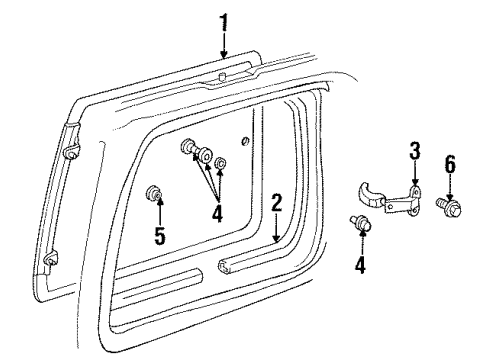 1990 Dodge Caravan Side Panel - Glass & Hardware Diagram 4 - Thumbnail