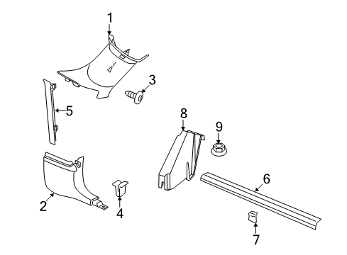 2013 Dodge Challenger Interior Trim - Pillars, Rocker & Floor Diagram