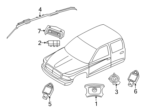 2011 Ram Dakota Air Bag Components Diagram