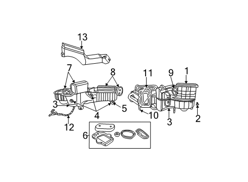 2003 Chrysler PT Cruiser A/C Evaporator & Heater Components Diagram