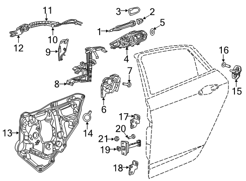 2015 Chrysler 200 Rear Door - Lock & Hardware Diagram