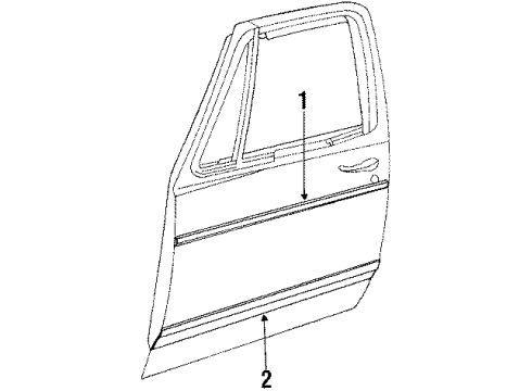 1987 Dodge D350 Exterior Trim - Front Door Diagram