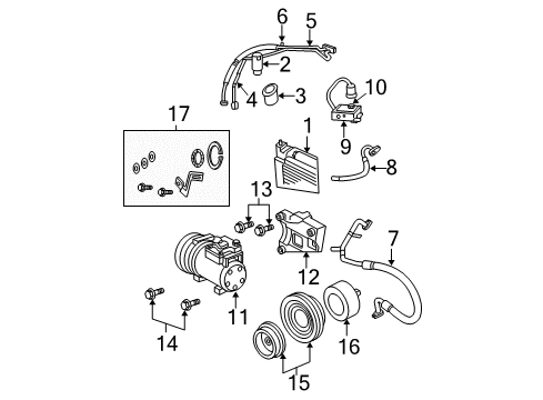 2000 Dodge Neon A/C Condenser, Compressor & Lines Diagram