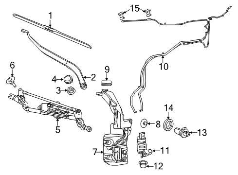 2015 Jeep Cherokee Windshield - Wiper & Washer Components Diagram